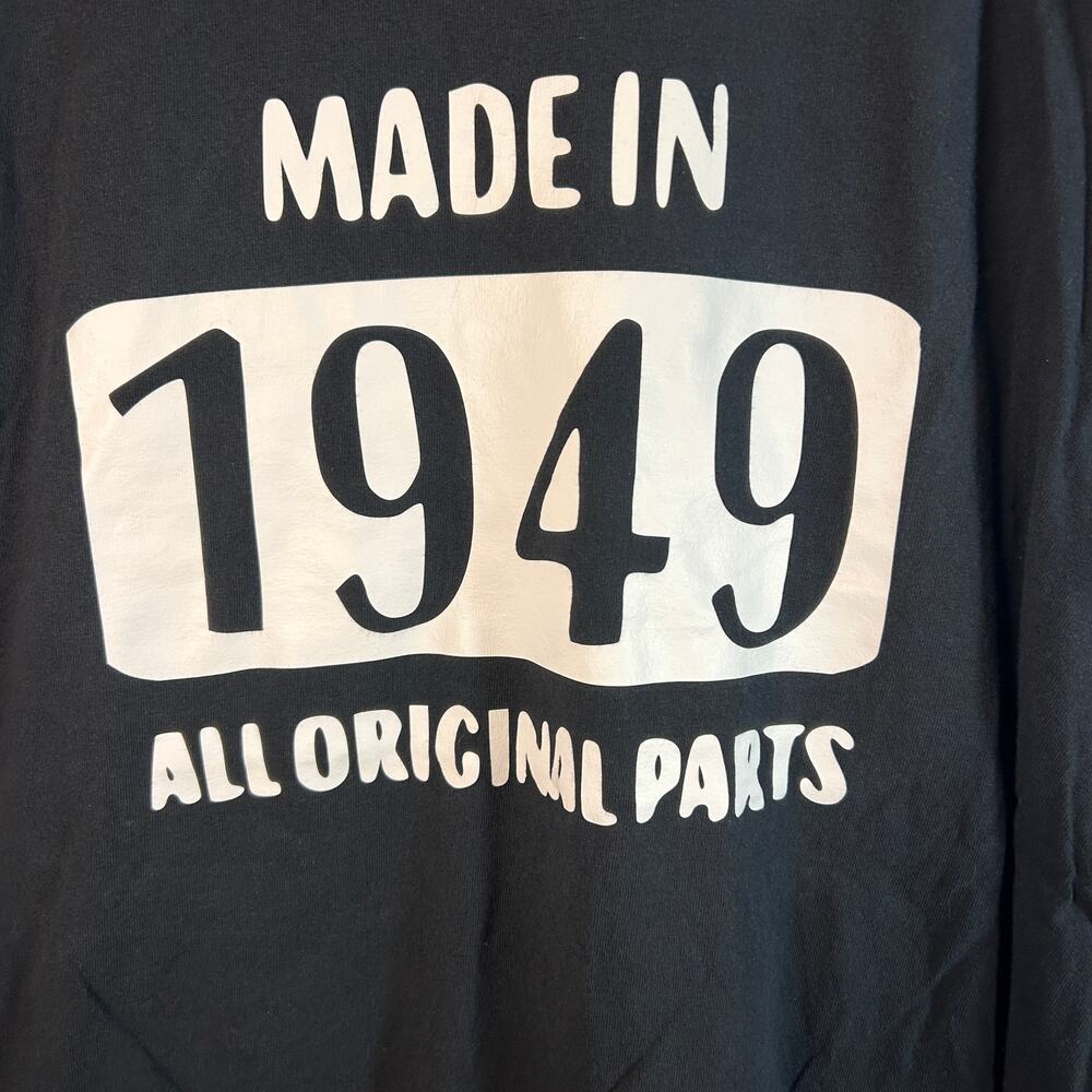 Made in 1949 Funny Birthday Graphic T Shirt Black 2XL Gildan Cotton